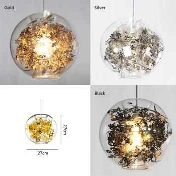 Tangle Globe Pendant-Gold Silver modern pendant lamp wednesday pendant light dinning room lighting flower in glass shade