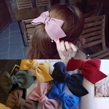 Boutique Big Solid Cloth Bows Hair Clips Hairpins Hair Accessories For Women Girl Wedding Hair Jewelry