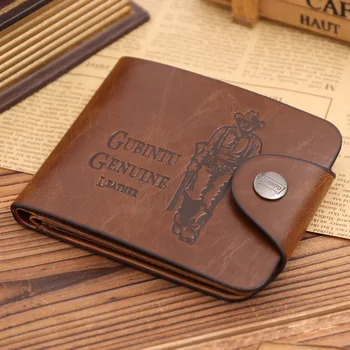 Fashi New Retro Men's Wallets 10 Patterns Classic Hasp Casual Brown 3 Folds Photo Bit ID Credit Card Holders Purse Wallet