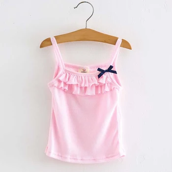 Summer T-shirt for Girls Solid Lace Kids T Shirt Girls Sleeveless Baby Girl T-shirt Children Clothing 2751W