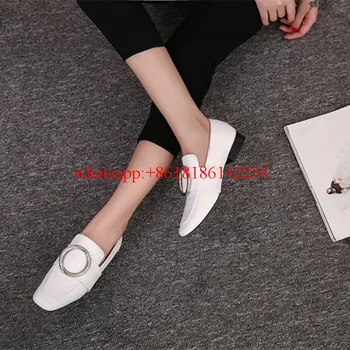 2016 British Retro Flat Shoes Flock Buckle Shoes Women Single Ring Shoes Fashion Square Toe Flats Zapatos Mujer Spring/Autumn