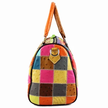 Pacento 2017 Multicolour cow Genuine Leather Bags luxury brand stitching boston handbag women tote bags sac a main