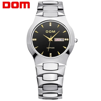 DOM 2016 Men's business Watches Top Brand Luxury Quartz Watch Fashion Tungsten Steel Waterproof Watch Wristwatch gift W-624