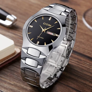 DOM 2016 Men's business Watches Top Brand Luxury Quartz Watch Fashion Tungsten Steel Waterproof Watch Wristwatch gift W-624