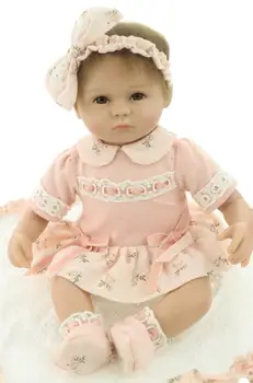 18 Inch 45cm Handmade Silicone Reborn Baby Doll Soft Touch Lifelike Realistic HobbiesBaby Dolls With Princess Dress