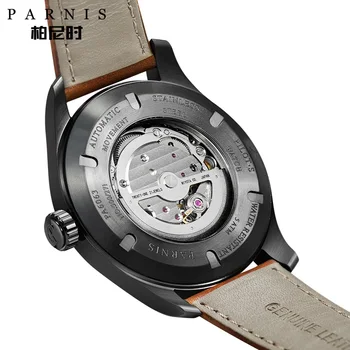 New 44mm Parnis Watch Men Automatic Mechanical Wristwatch Stainless Steel Case Black Dial Luminous Number Military Men's Watch