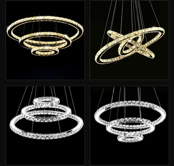 Diamond Ring LED Crystal Chandelier Light Modern Stainless Steel DI Chandeliers 3 Circles Guarantee Different Size Avaiable