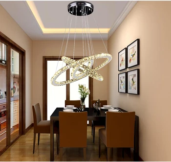 Diamond Ring LED Crystal Chandelier Light Modern Stainless Steel DI Chandeliers 3 Circles Guarantee Different Size Avaiable
