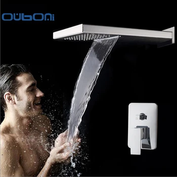Good Guality Bathroom Concealed Shower Sets Luxury Rain Waterfall Shower With Two Function Shower Mixer Shower Bath Taps
