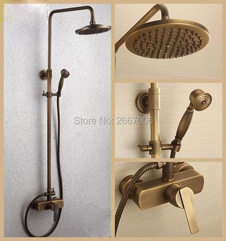 Freight Free Brand New Shower Set Antique Finish Copper Bath Faucet With Shower Wall Mount Water Mixer Shower Set China GI242