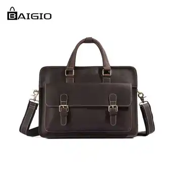Baigio Men Leather Briefcase Bag Men 14