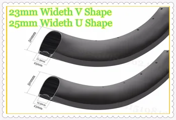 1 Pieces 60 Tubular clincher rims 23mm 25mm wideth Carbon bicycle rims 3k full carbon road rims, 700C carbon 50 U Shape rims