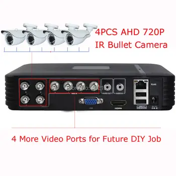 CCTV Security 8CH AHD 720P 1200TVL Camera System Outdoor IP66 1080P HDMI 3-IN-1 DVR 4CH IR Video Surveillance Kit P2P MobileView