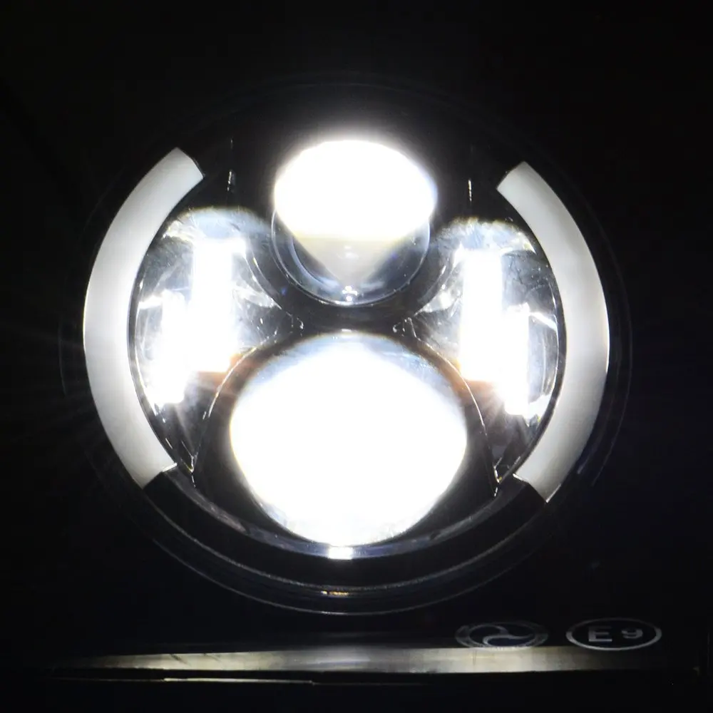 7Inch Round LED Driving Light Headlights Insert with DRL Turn Signal Halo Ring Angle Eyes for Jeep Wrangler JK TJ LJ 1997 -