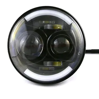 7Inch Round LED Driving Light Headlights Insert with DRL Turn Signal Halo Ring Angle Eyes for Jeep Wrangler JK TJ LJ 1997 -