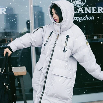 LYNETTE'S CHINOISERIE 2016 Winter Women Loose Hood Long Thickening Down Jackets Down Coat Overcoat