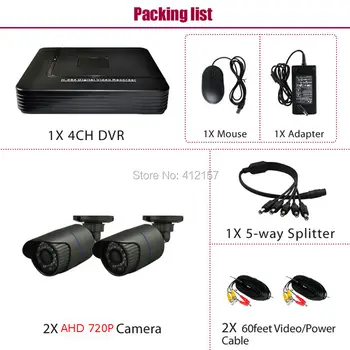 Home 1200TVL AHD 4CH HD DVR 2CH CCTV Security Camera System 960H 720P 1.0MP Day Night IR Camera HDMI 3IN1 Analog AHD IP DVR Kit
