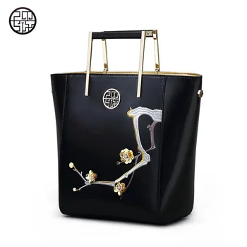 2017 Pmsix new Chinese style original fashion leather embroidery beads handbag shoulder bag fashion leather lady bag