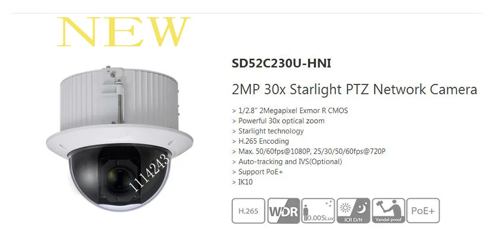DAHUA CCTV Security IP Camera 2MP 30x Starlight PTZ Network Camera Without Logo SD52C230U-HNI