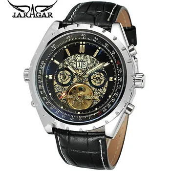 JARAGAR Luxury Men's Roman Day/Week/Month Tourbillion Automatic Mechanical Watches Wristwatches Gift Box