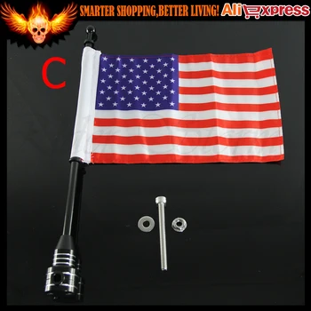 CNC Aluminum Motorcycle Rear Side Mount Luggage Rack Vertical Pirate American Flag Pole For Harley Sportster XL 883 1200 Touring