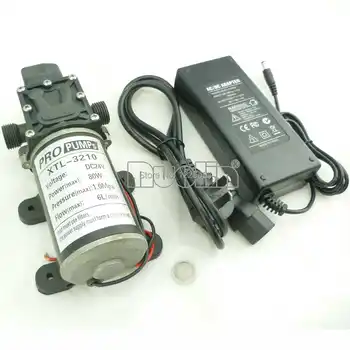 80W Automatic switch Mini DC Diaphragm small Water Pump 12v high pressure 6L/min with filter screen and 12v 8A power adaptor