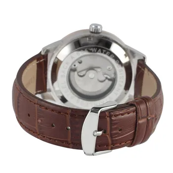 Forsining Casual Relogio Masculino Men's Day Quartz Watches PU Leather Wristwatch