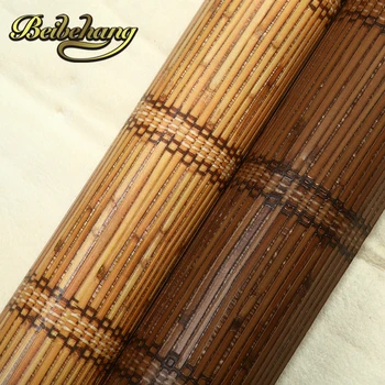 Beibehang wall paper Pune Southeast Asian style straw texture vertical striped classic wallpaper paved den restaurant backdrop