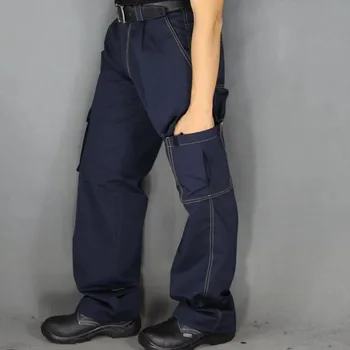 Work pants Men Wear-resistant overalls multi-pocket work pants loose long cargo pant large size trousers for mechanic Working