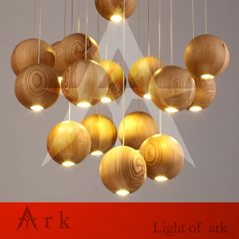ARK LIGHTNew Fashion Vintage retro pendant lamp Wood ball lights LED G4 Indoor bar dining room hanging lighting fixture