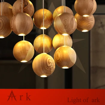 ARK LIGHTNew Fashion Vintage retro pendant lamp Wood ball lights LED G4 Indoor bar dining room hanging lighting fixture