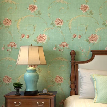 American Style Wallpaper Roll Vintage Rustic Green Floral Wallpaper for Walls Waterproof 3D Vine Flower Wall Paper for Bedroom