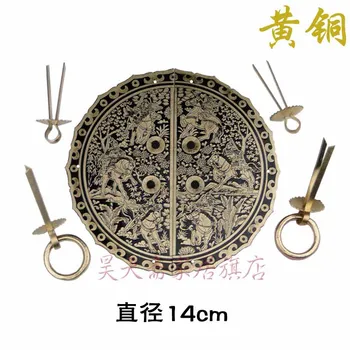 Haotian vegetarian] goalkeeper paragraph 14CM Chinese antique copper fittings copper copper locking plate handle live HTB-124