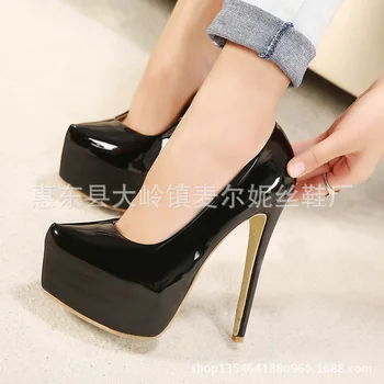 2016 new fashion women pumps high heels faltform sexy candy women shoes stiletto heels shoes big size 43 44 Patent leather shoe