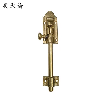Haotian vegetarian] classical Chinese antique copper door latch bolt inserted HTH-124