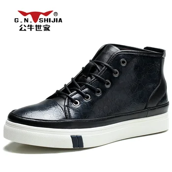 G.N.SHI JIA Men's Fashion Boots Black Full Grain Leather Upper Pig Leather Lining Rubber Outsole Male Boots British Style 888247