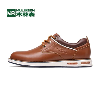 MULINSEN Solid Color Cow Leather Upper Rubber Outsole Men's Casual Shoes Fashion Popular Male Leisure Shoes Outdoor Shoes 260058