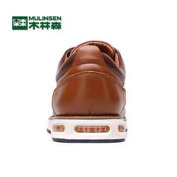 MULINSEN Solid Color Cow Leather Upper Rubber Outsole Men's Casual Shoes Fashion Popular Male Leisure Shoes Outdoor Shoes 260058