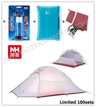 Brand NatureHike 2 Person Tent with mat set camping tent & lamp & Pillow & groundsheet set