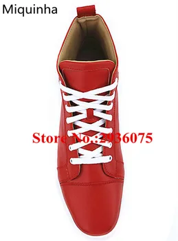Two-Tone Tenis Masculino Esportivo Fashion Mens Red High Top Lace Up Flat Casual Men Shoes Mixed Color Trainers Zapatos Hombre