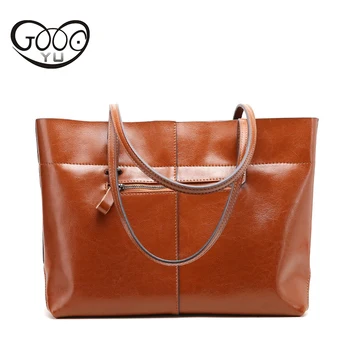 Cow Leather produced Casual Tote with smooth leather is divided into two vertical and horizontal style design Women handbags