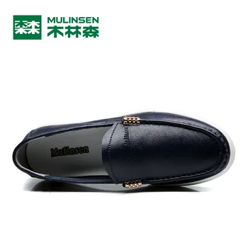 MULINSEN Soft Simple Design Men's Leisure Shoes Top Quality Full Grain Leather Upper Rubber Outosle Male Casual Shoes 270207