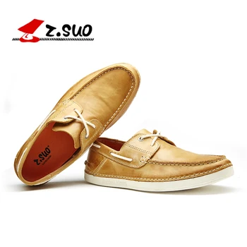 Z.SUO Solid Full Grain Leather Upper Rubber Outsole Men's Casual Shoes Spring Autumn British Style Male Leisure Shoes ZS1501