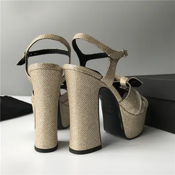 2017 Shoes Woman Summer Sandals Classic Super High Heels Platform Tribute Sandals Cross Peep Toe Party Shoes Design Superstar