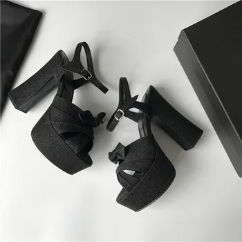 2017 Shoes Woman Summer Sandals Classic Super High Heels Platform Tribute Sandals Cross Peep Toe Party Shoes Design Superstar
