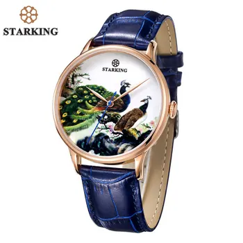 STARKING Famous Brand Watch Men AAA Quality Colorful Peacock Dial Royal Blue Watch Unique Design Steel Business Watch Automatic
