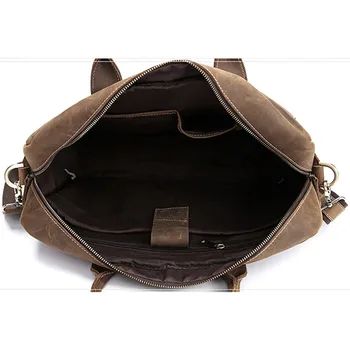Top Quality Crazy Horse Men Briefcase Business Bag Luxury Cross Body Shoulder Bags Vintage Genuine Leather Laptop Tote Handbag