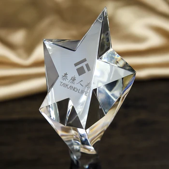 Custom crystal trophy Five-pointed star custom crystal trophy Twisted column pentagram trophy Twist the column title