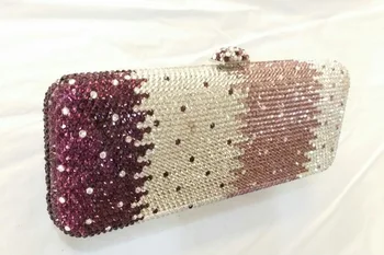 7765C Crystal purple in gradual change effect Bridal Night Metal Evening purse clutch bag case box handbag