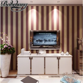 Beibehang Retro red striped wallpaper American nonwovens living room bedroom study old room wallpaper Papel de parede wall paper